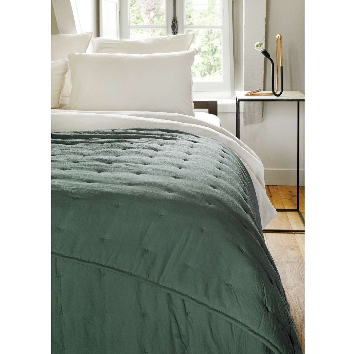 Couvre-Lit en microfibre matelassée vert tilleul, TOISON D OR