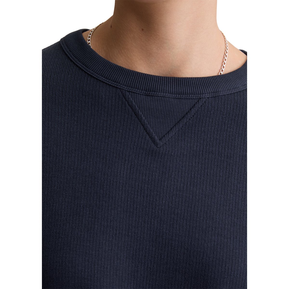 T-shirt long relaxed en jersey lourd bleu foncé, MARC O’POLO DENIM