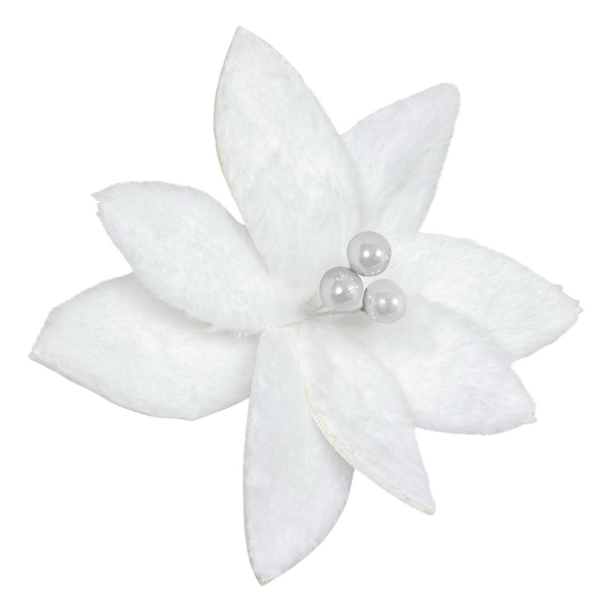 Décoration de sapin poinsettia blanc 25cm blanc, ATMOSPHERA