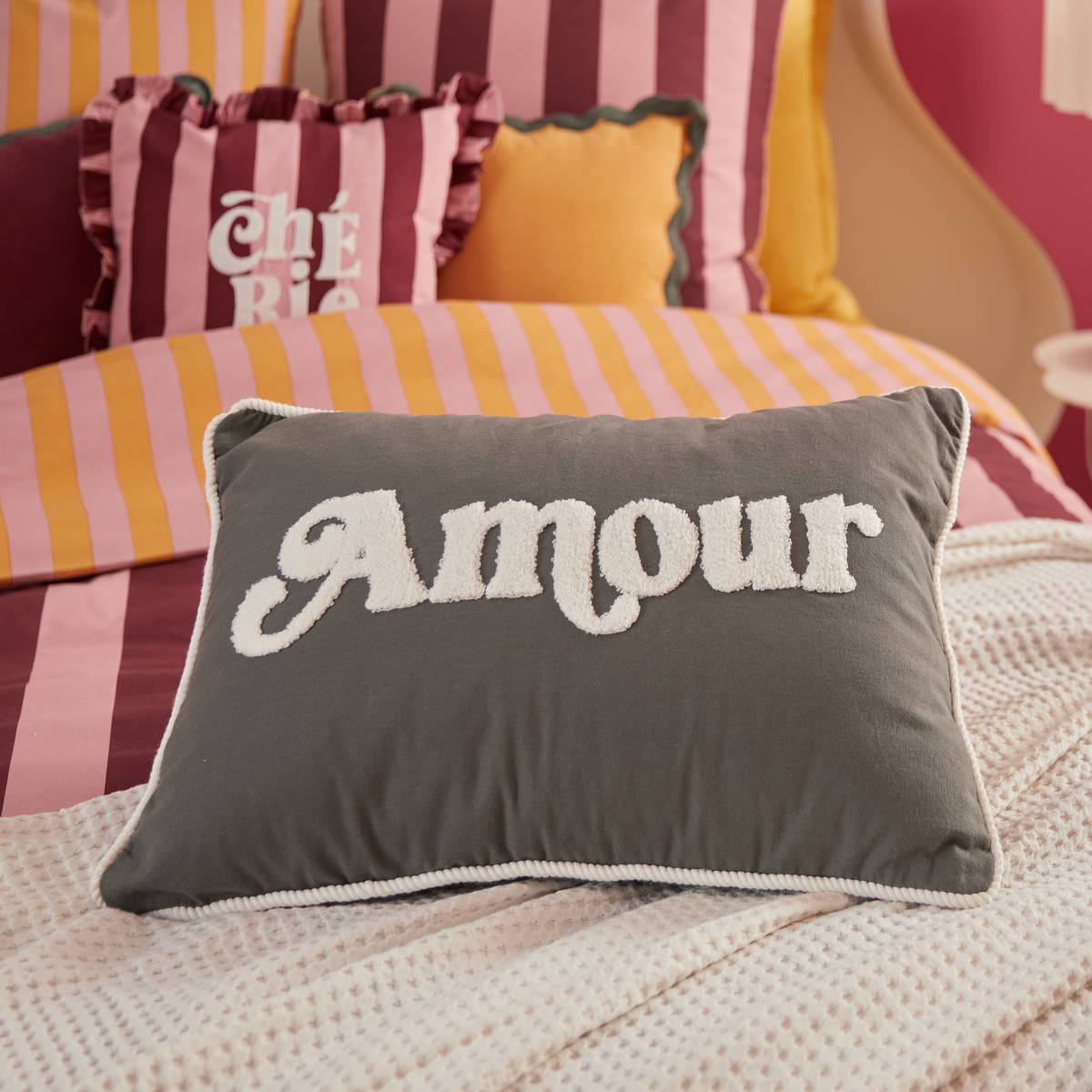 Coussin CHERRY vert kaki, ATMOSPHERA