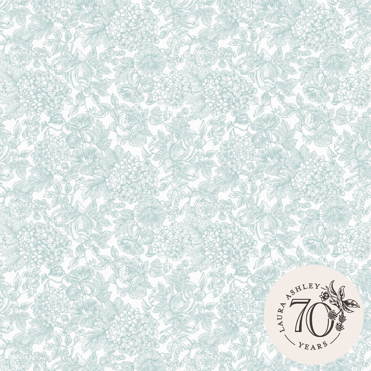 Papier peint Semis de fleurs Louise Duckegg bleu, LAURA ASHLEY