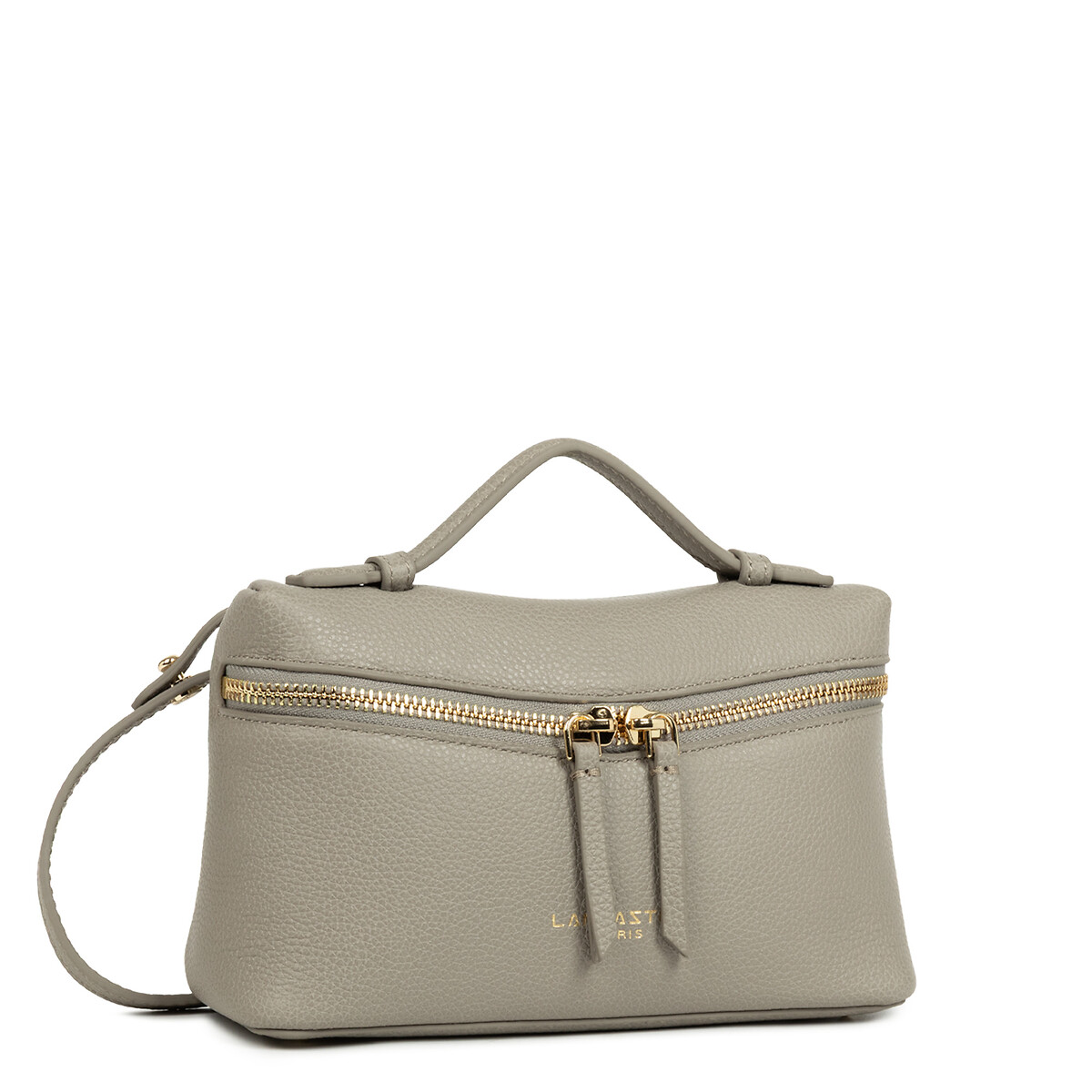 Sac boite zippé S en cuir, MILANO TRESOR mastic, LANCASTER
