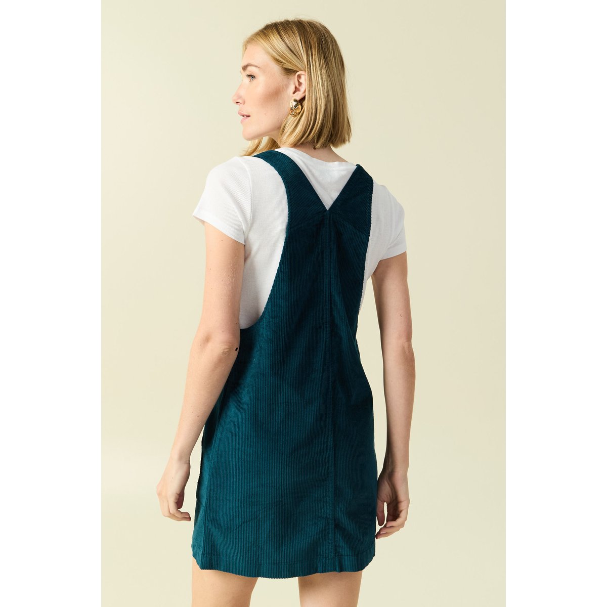 Robe sans manches en velours bleu canard, BONOBO