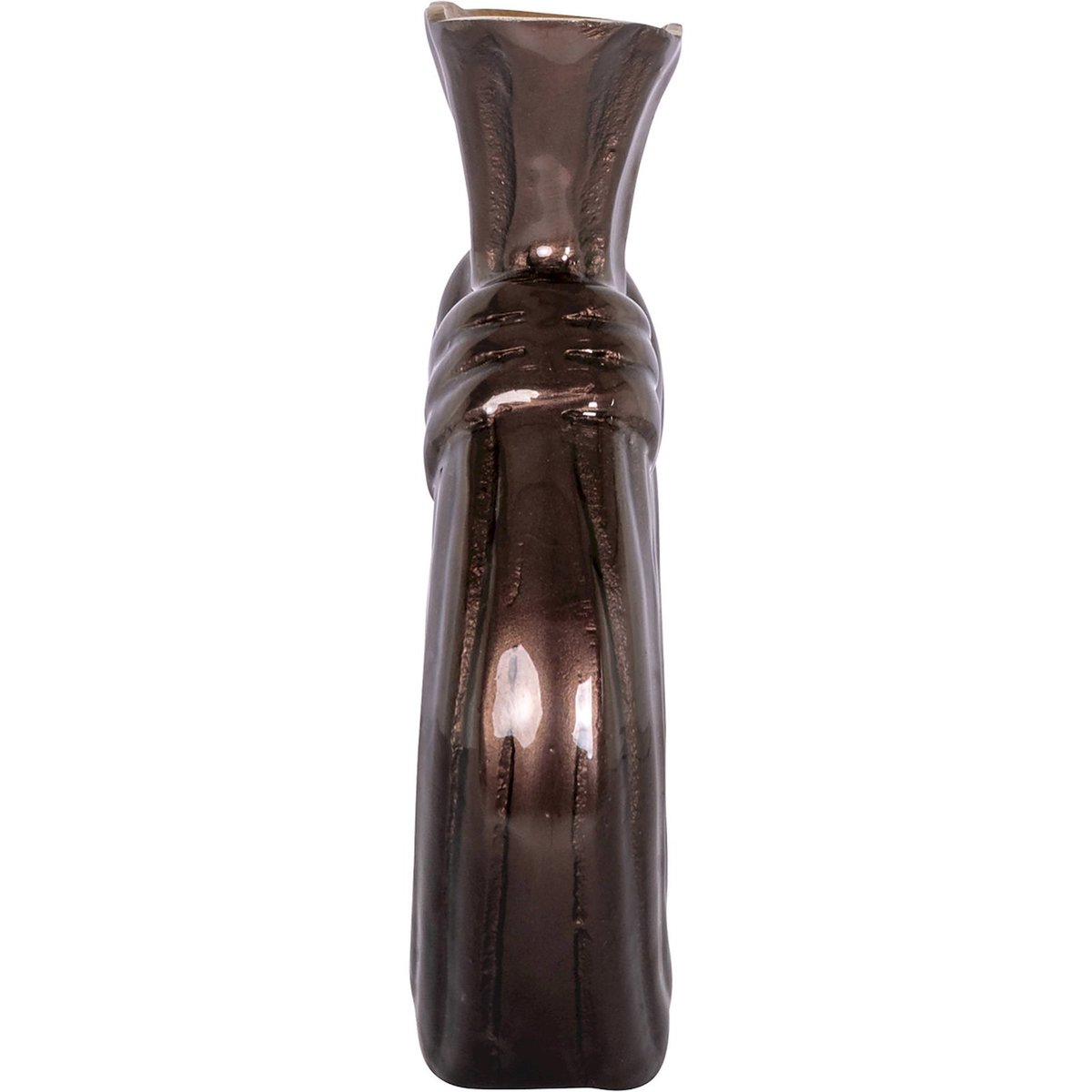 Vase anneau en aluminium au design organique marron foncé métallisé, RECOLLECTION