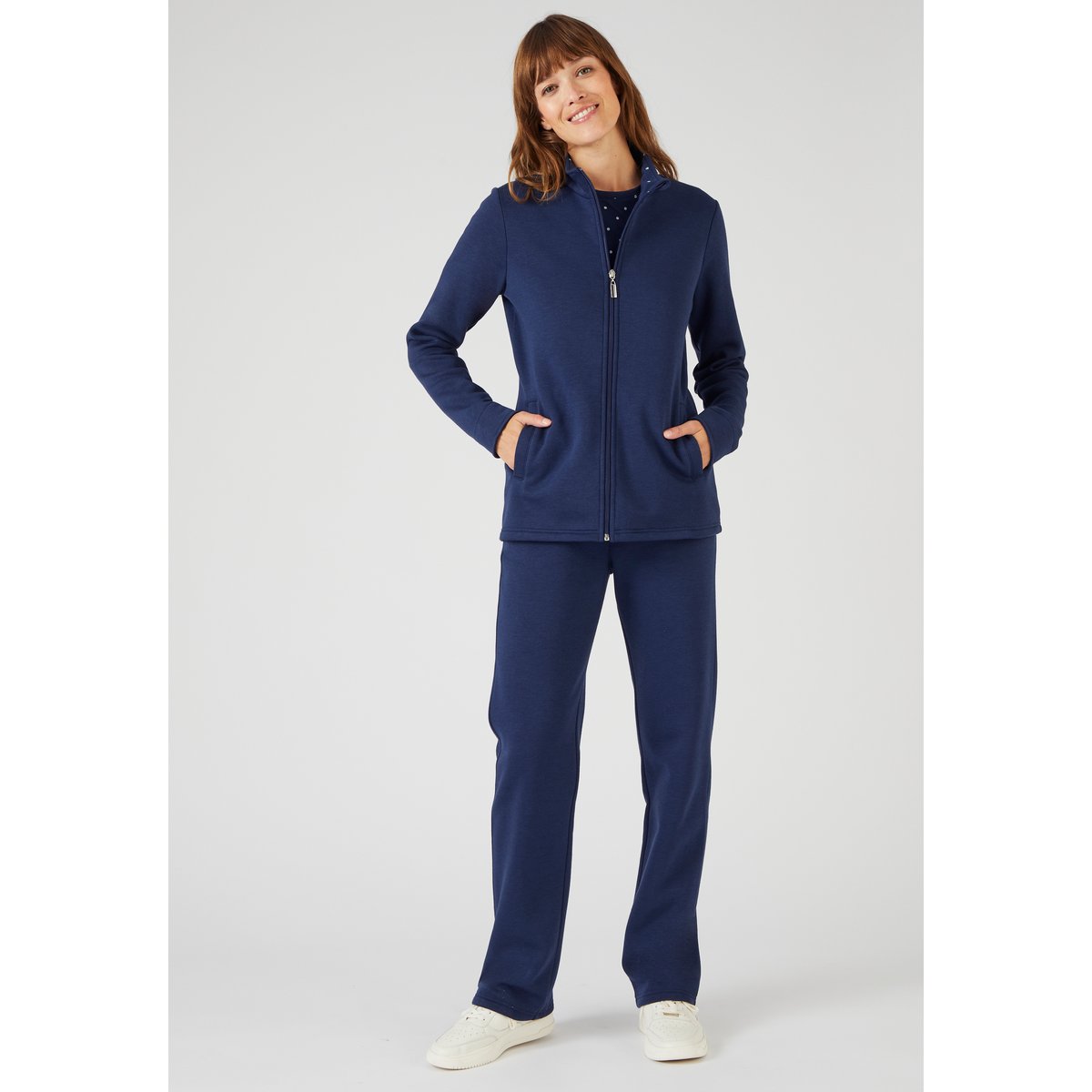 Ensemble détente en molleton + T-shirt offert bleu marine, DAMART