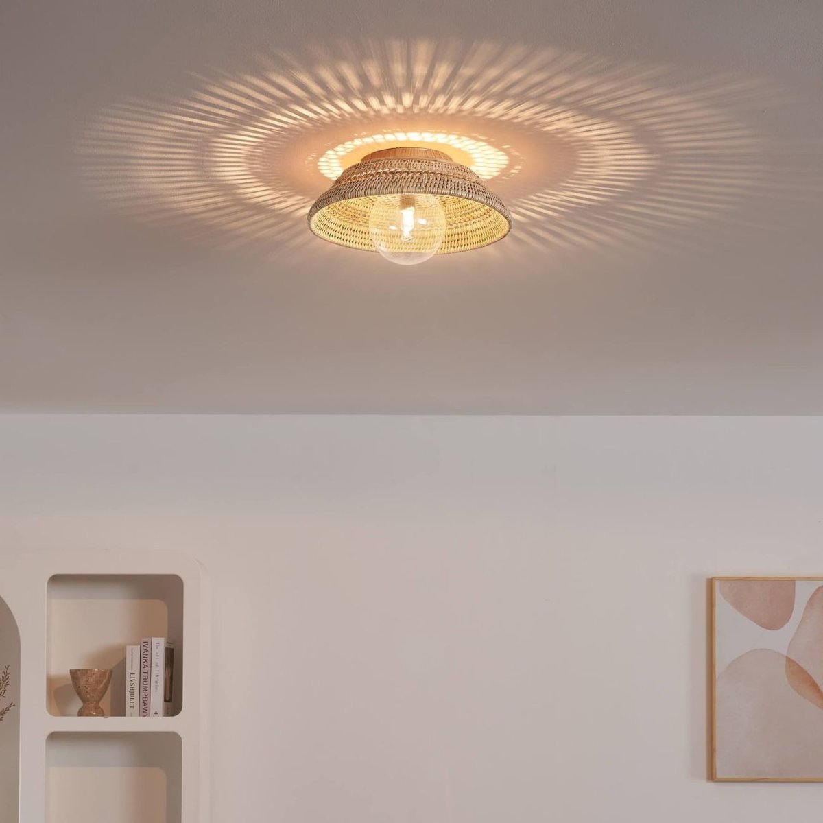 Applique rotin tressé ronde - SELERINA beige, KOSILUM
