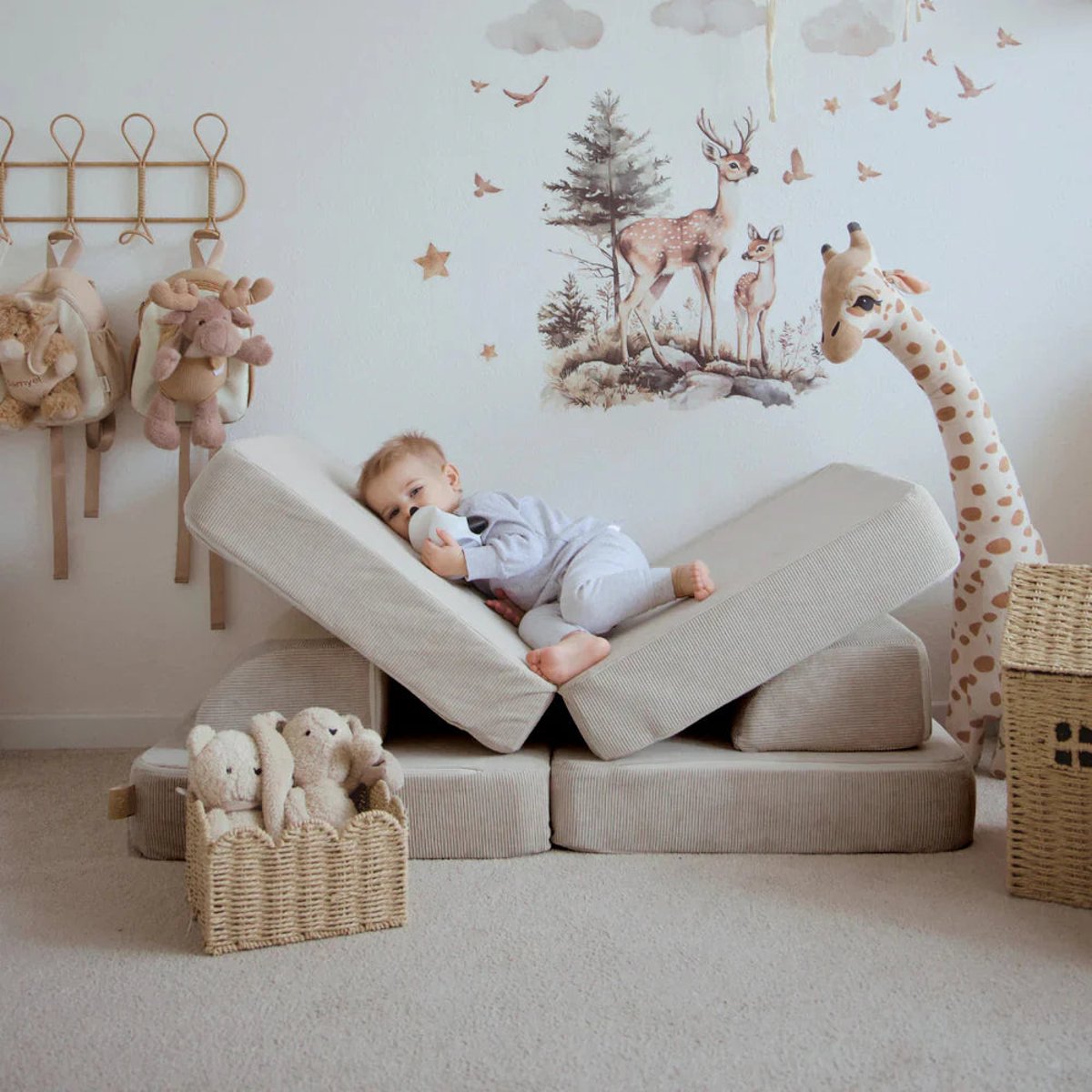 Canapé modulable velours SLIMCORDE marron, MEOW BABY