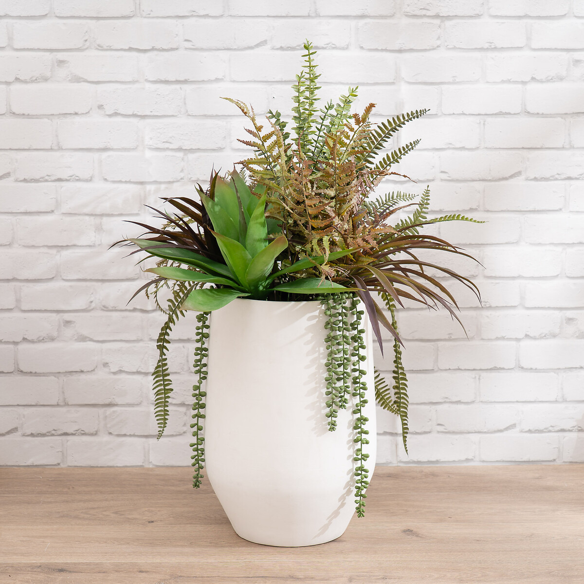 90cm Artificial Fern/Agave Mixed Container in White green, SO'HOME