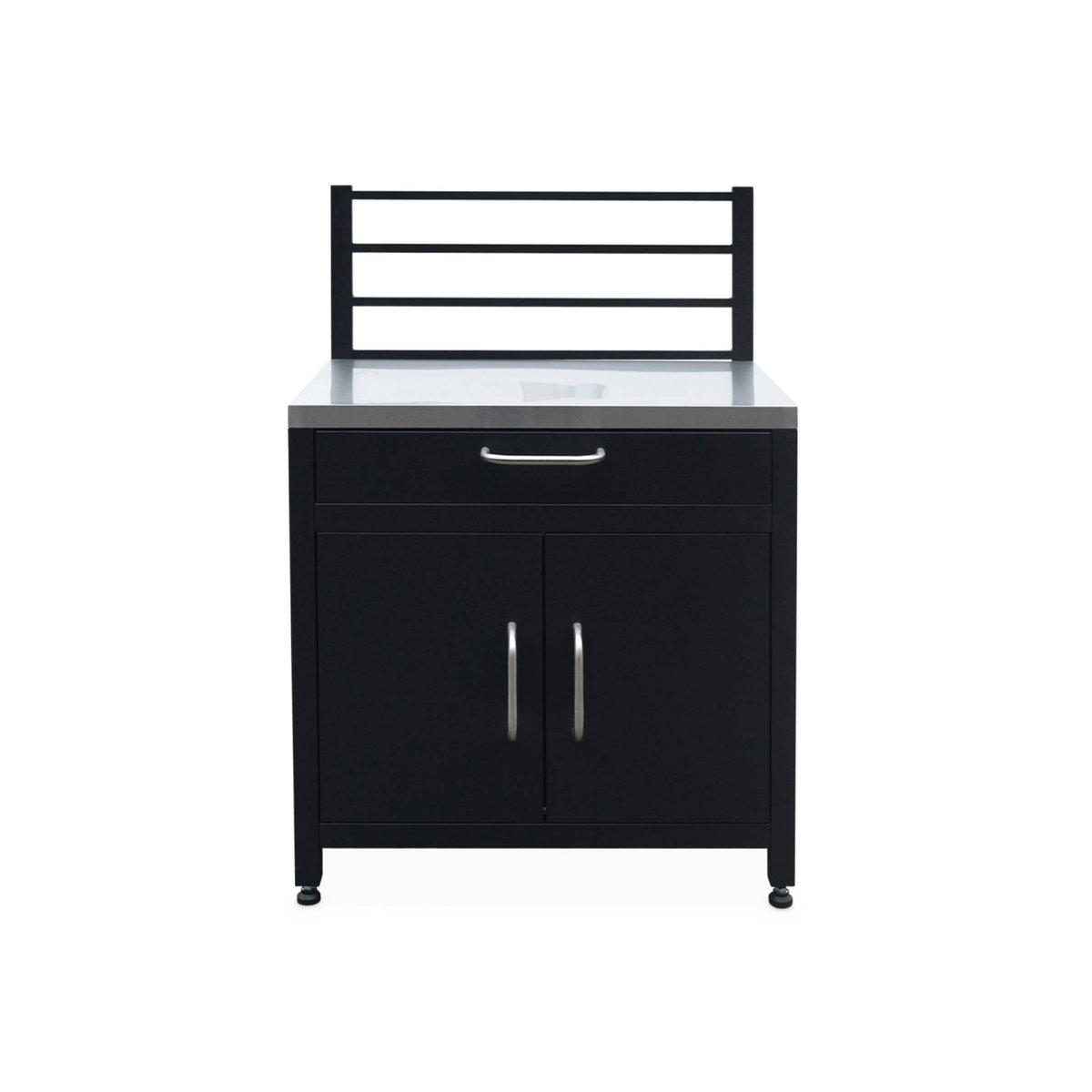 Cuisine d'extérieure 7 modules avec barbecue gaz 4 brûleurs sur pieds, thermomètre GRIMAUD BARBECUE GAZ + 7 MODULES noir, SWEEEK