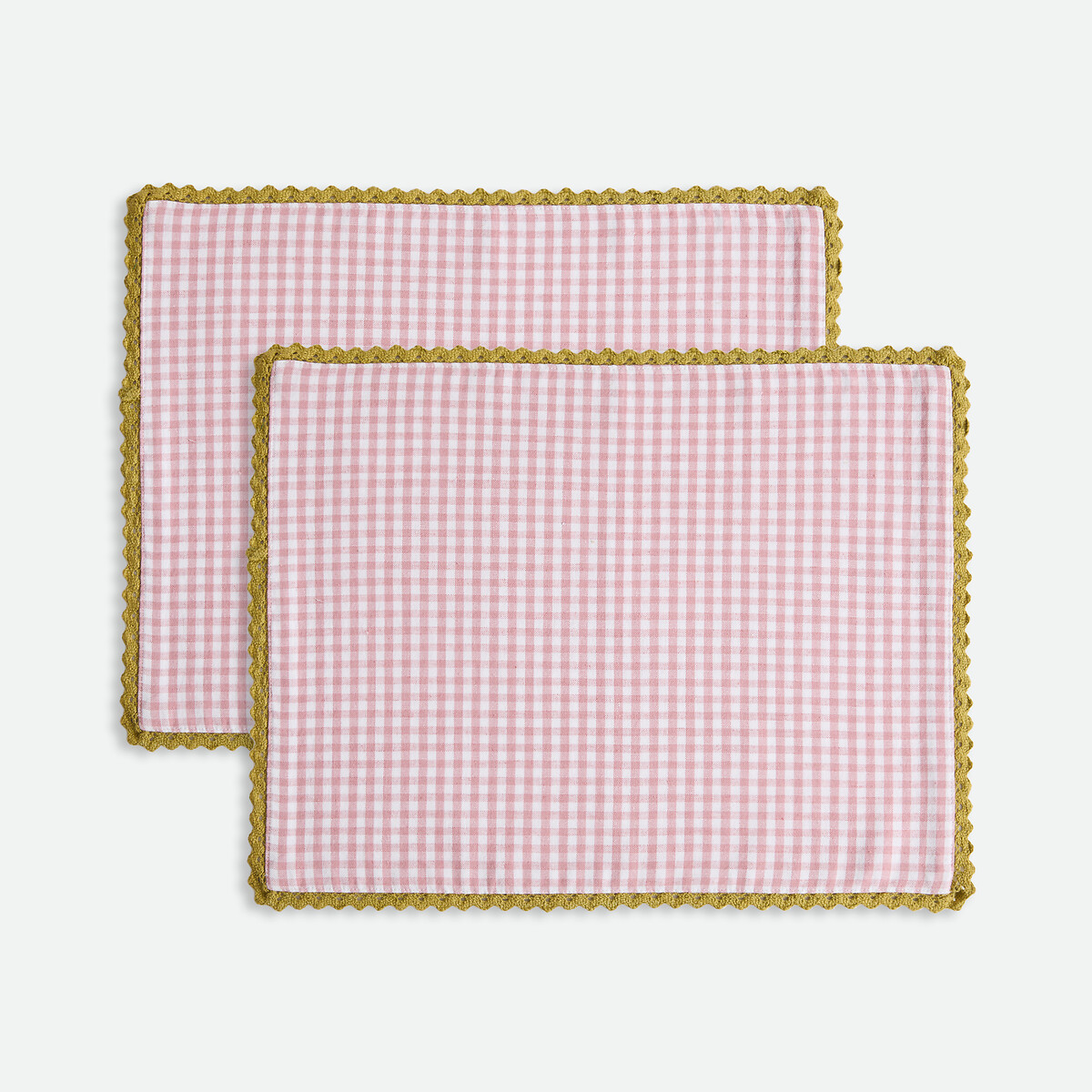 Lot de 2 sets de table coton/lin Trattoria blanc/rose, LA REDOUTE INTERIEURS