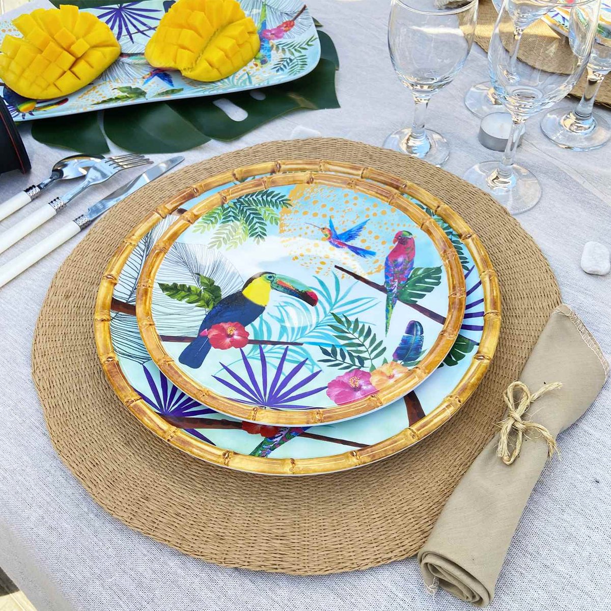 Petite assiette plate en mélamine Rio 23 cm multicolore, LES JARDINS DE LA COMTESSE