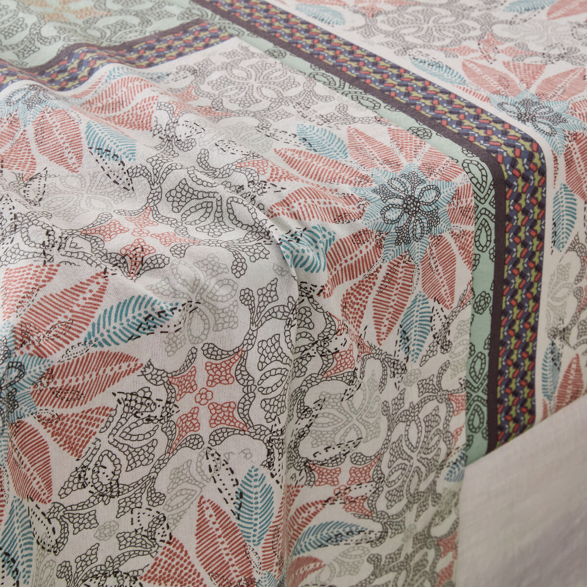 Drap flanelle, Bergame gris/vert/violet/rose, SO'HOME