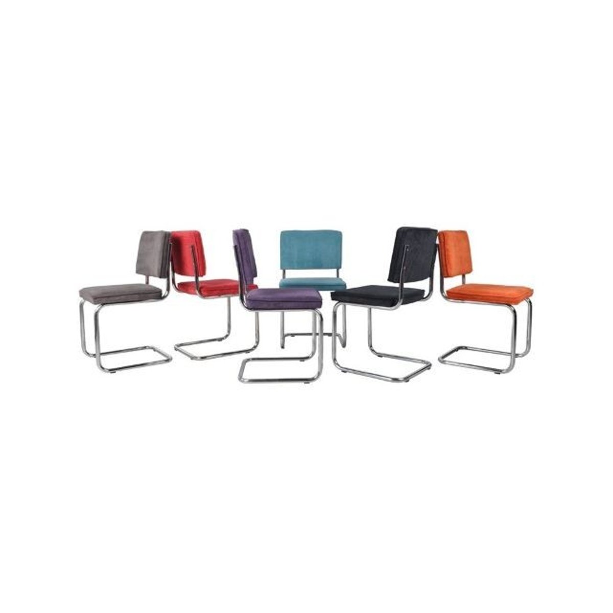 Lot de 2 chaises de repas en velours côtelé - RIDGE gris clair, ZUIVER