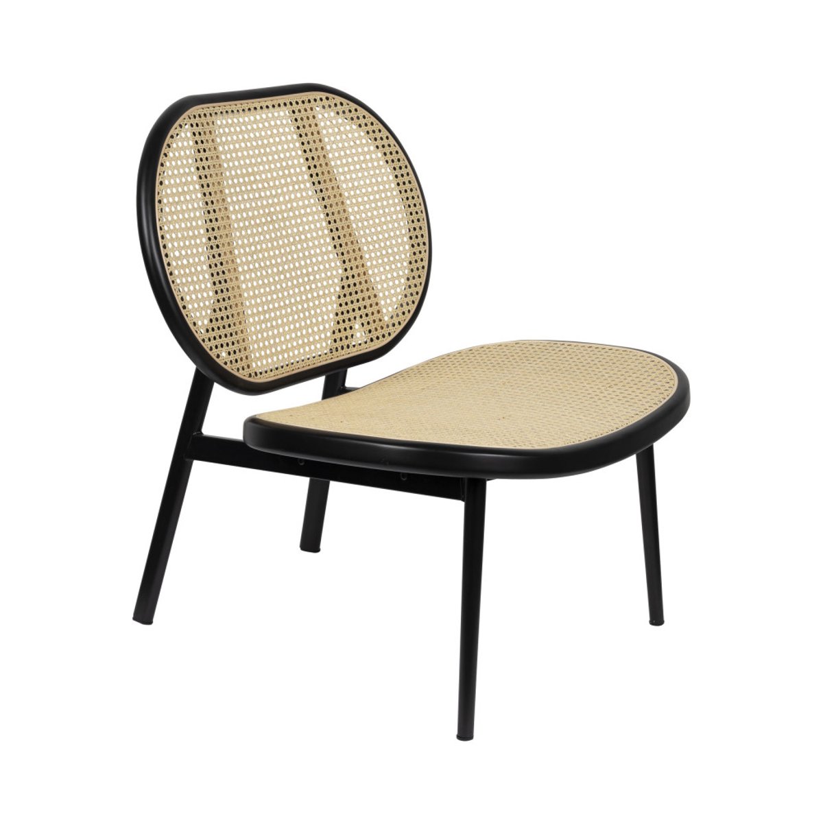 Fauteuil lounge en cannage - SPIKE noir, ZUIVER