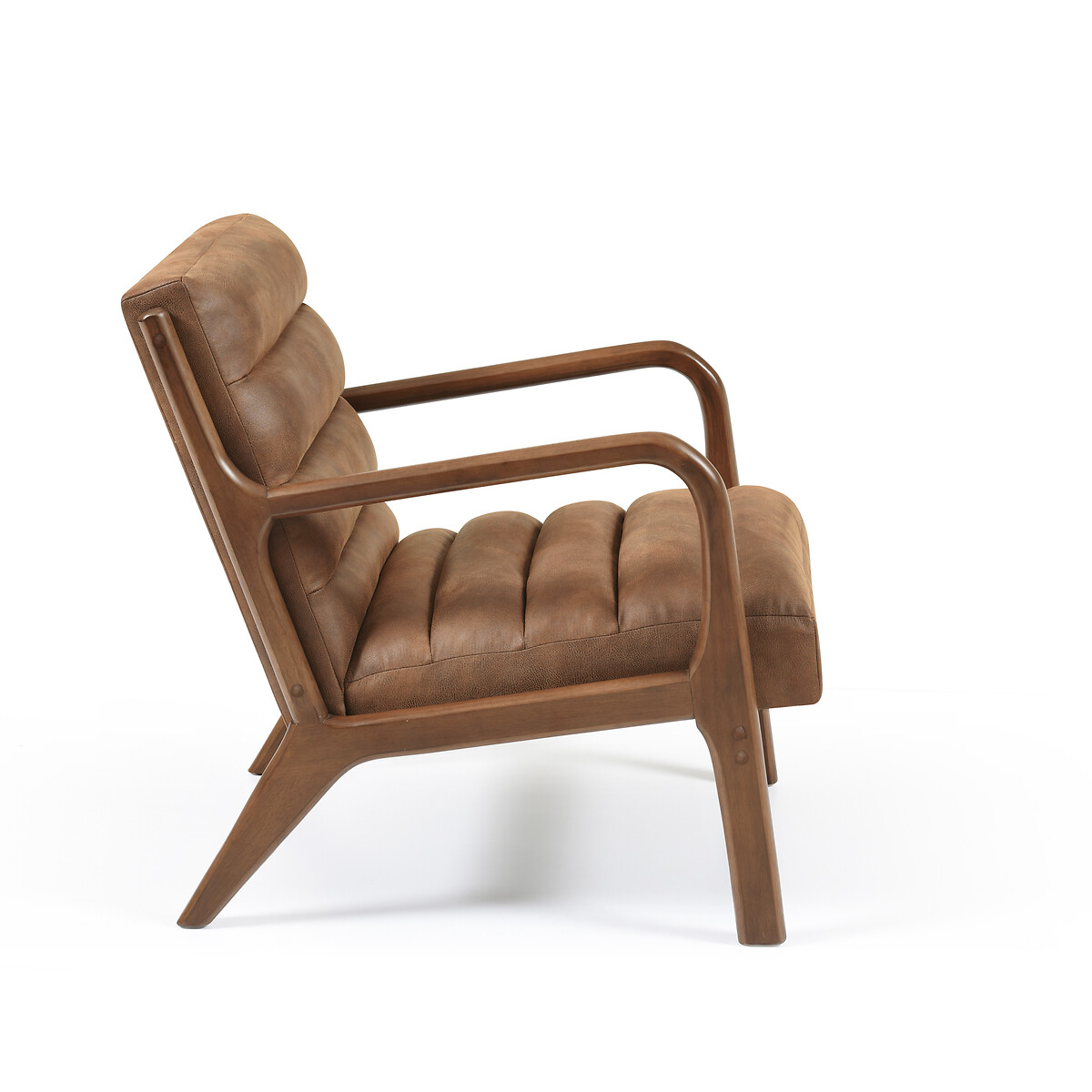 Ezra Faux Leather Ribbed Armchair brown              , SO'HOME