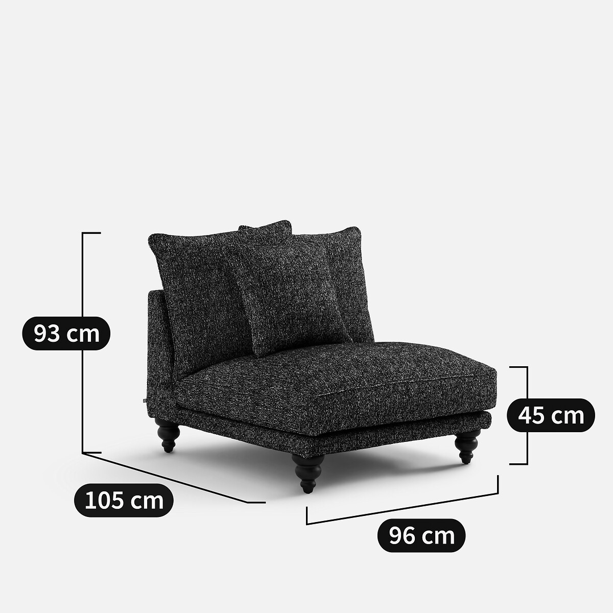 Sillón de tejido de rizo LAZARE negro, AM.PM