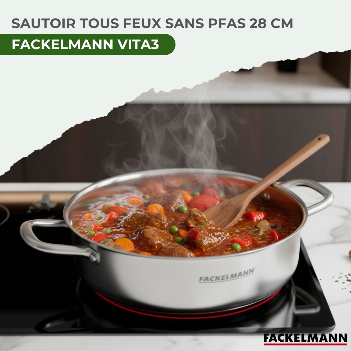 Sautoir 28 cm en inox 18/10 Triply VITA3 inox, FACKELMANN