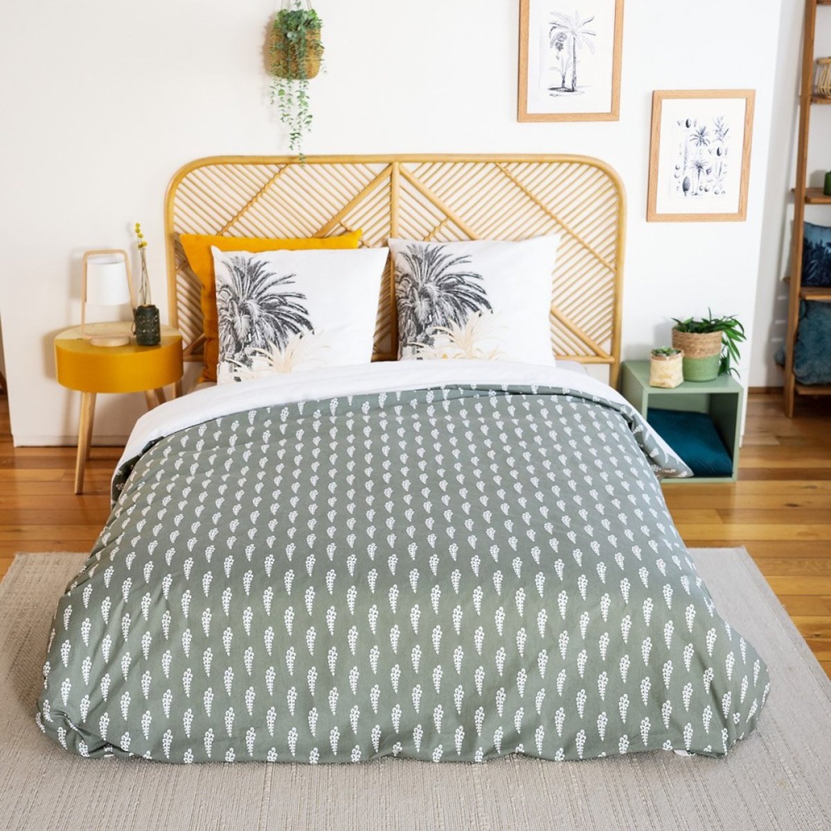 Housse de couette réversible 240x220 SOLI + 2 taies 100% coton adouci 57 fils/2 blanc, DECORATIE