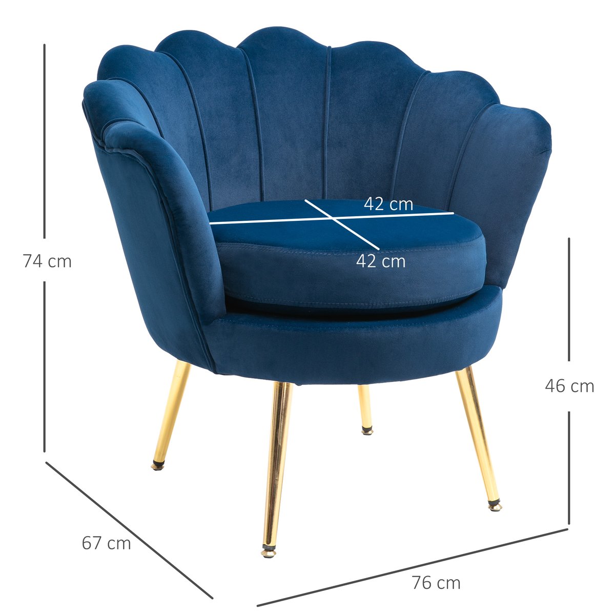 Président du club Velours (100% polyester) bleu doré, HOMCOM