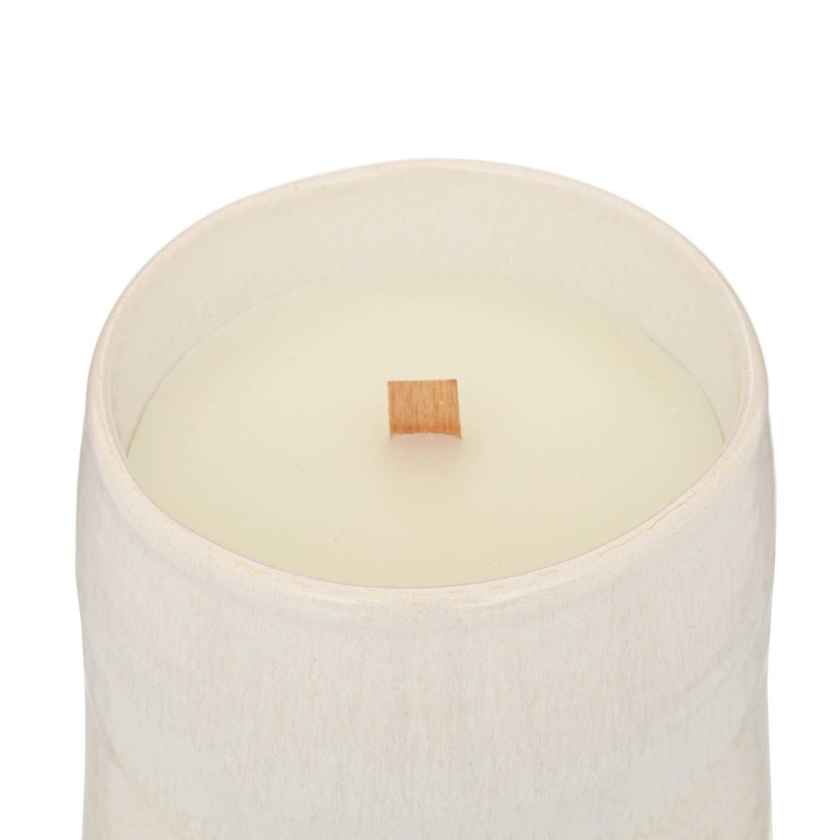 Bougie parfumée pot en céramique à mèche bois MARCO blanc, ATMOSPHERA