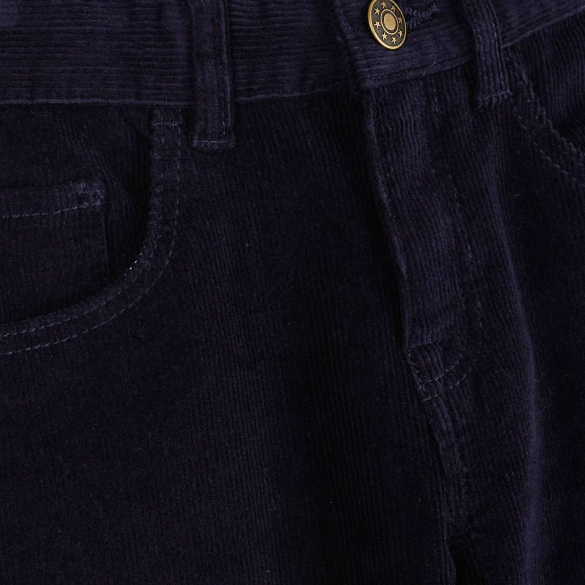 Pantalon droit en velours marine, MONOPRIX