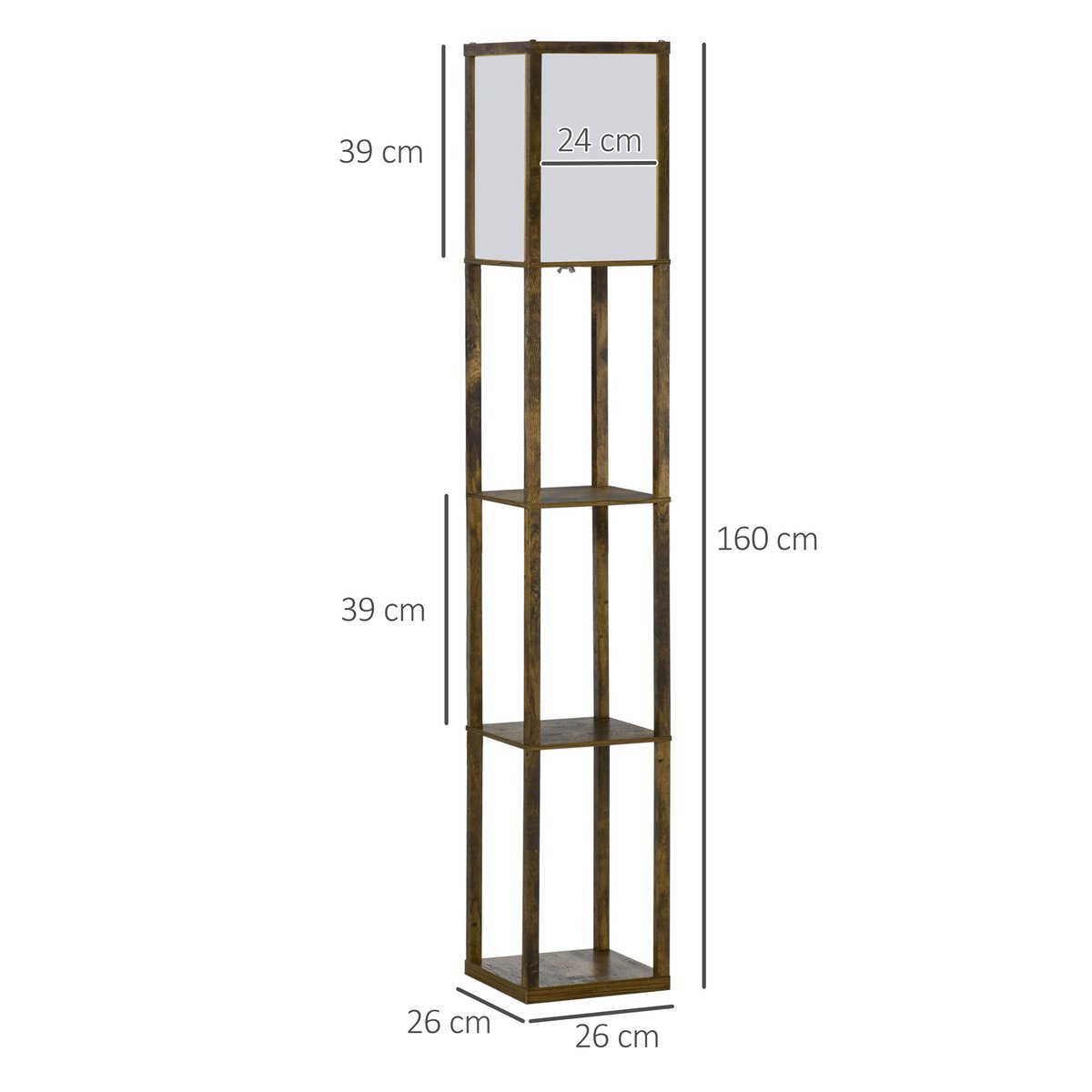 Lampadaire Bois Chêne marron, HOMCOM