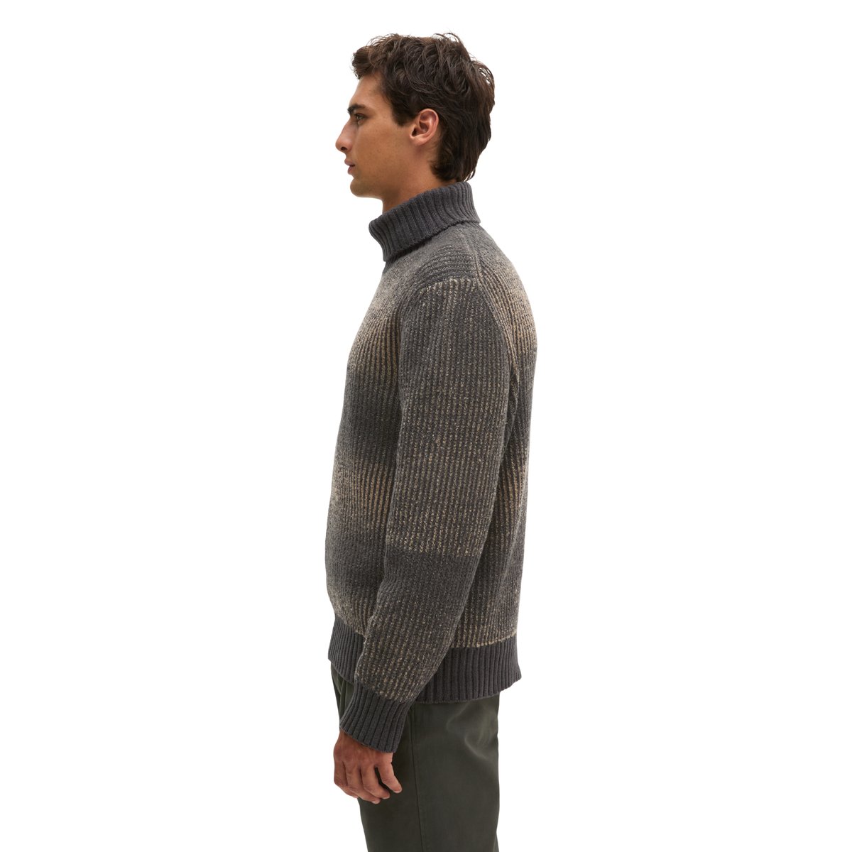 Pull à col roulé coupe classique en mélange de coton bio et de laine vierge, très doux beige, MARC O'POLO