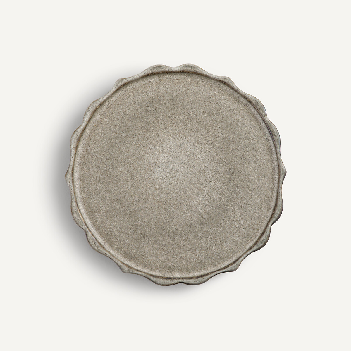 Set of 4 Arigato Enamelled Stoneware Dessert Plates grey white , AM.PM