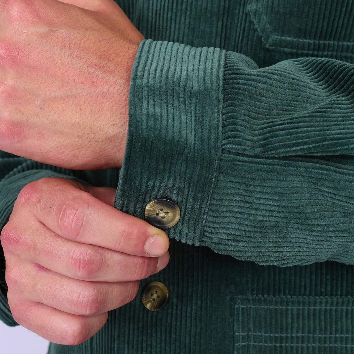 Veste peintre en velours côtelé kaki clair, MISE AU GREEN