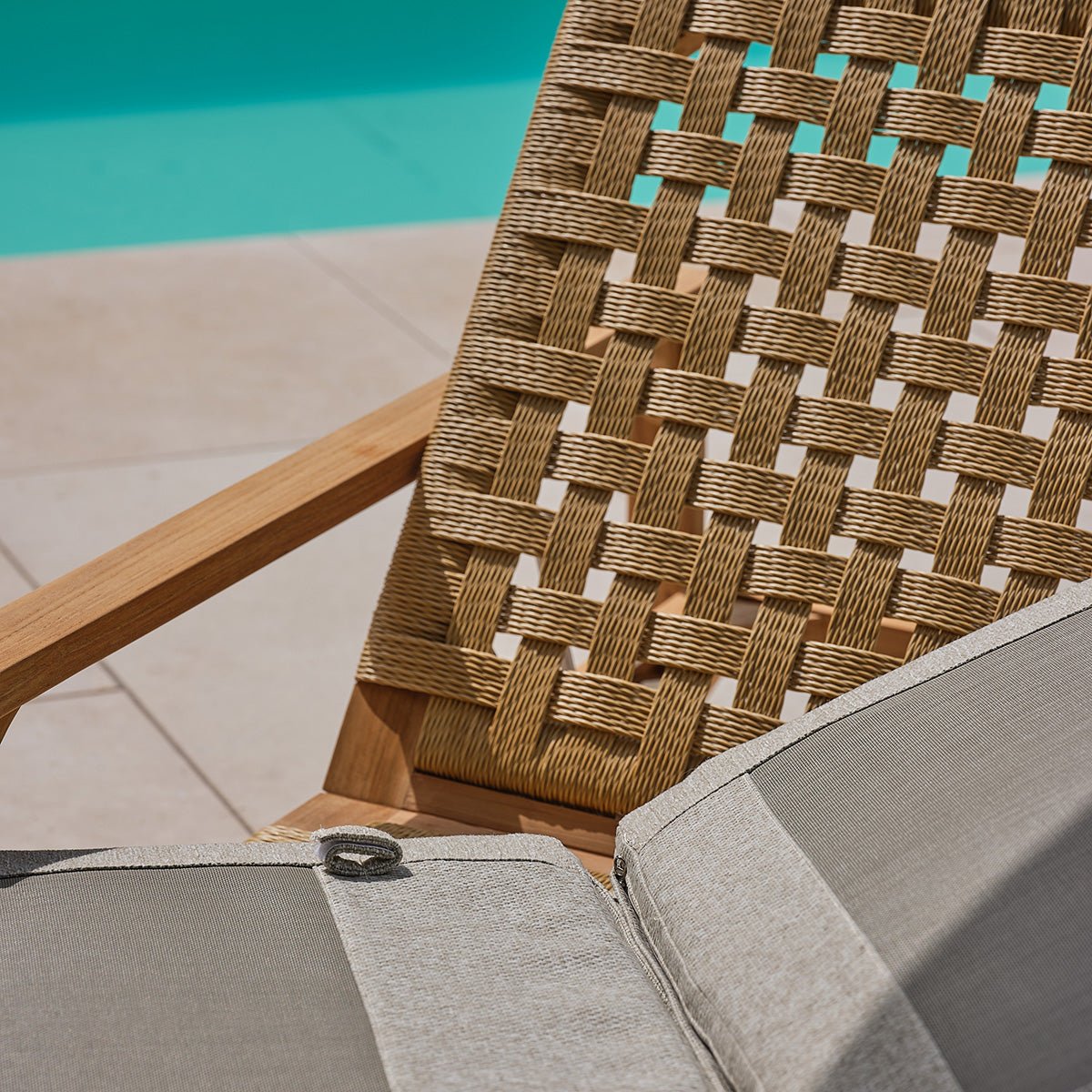 Bain de soleil inclinable en teck avec coussins gris chiné  PIANA gris_chine, BERAH GETAH