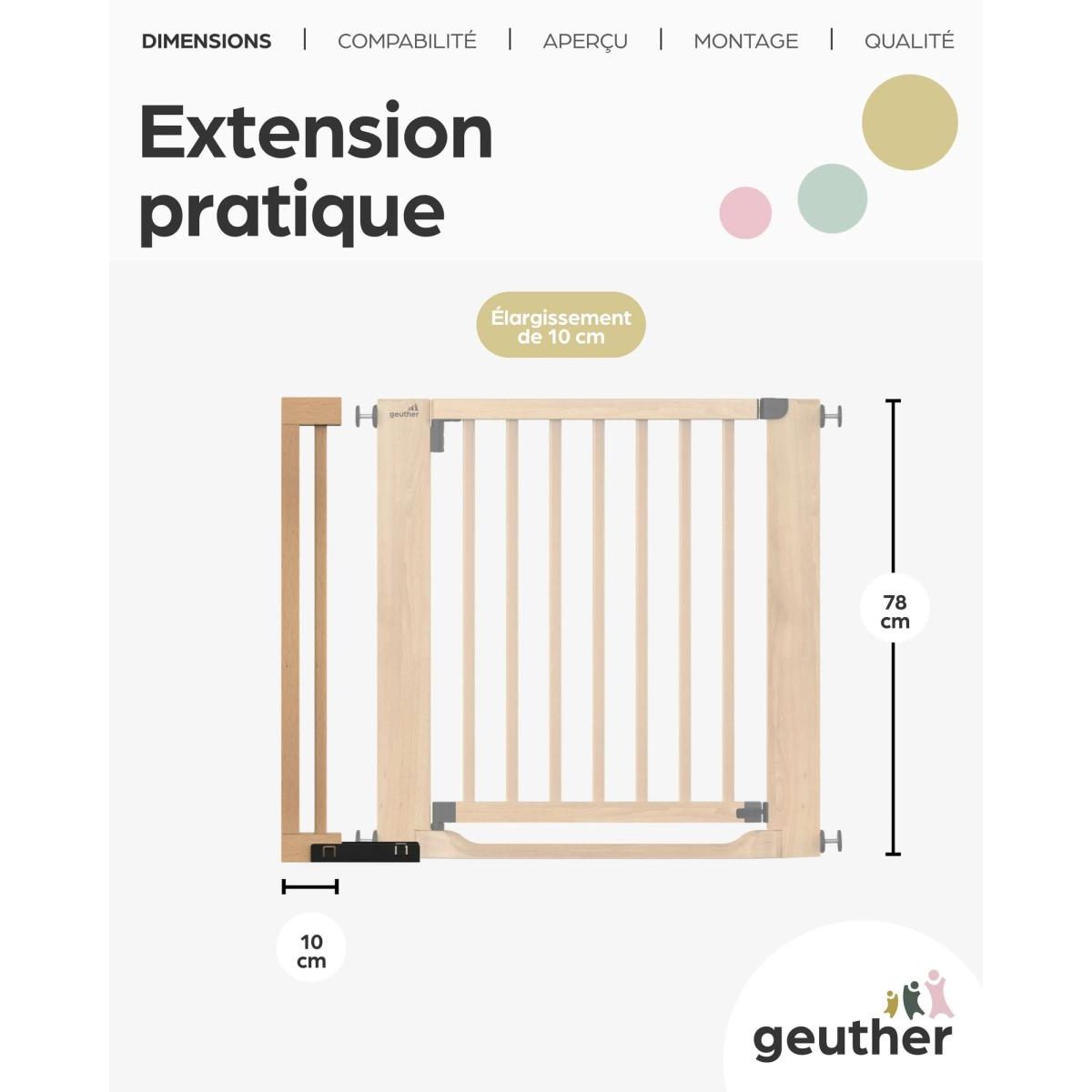 Extension 30 cm pour barrière Easylock FlatStep bois - sans perçage multicolore, GEUTHER