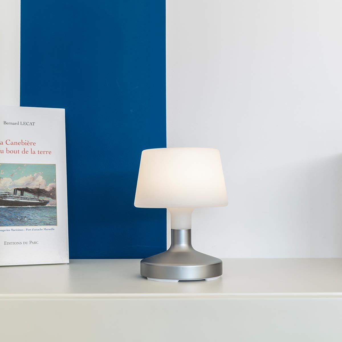 Lampe de table sans fil HELEN argent, LUMISKY