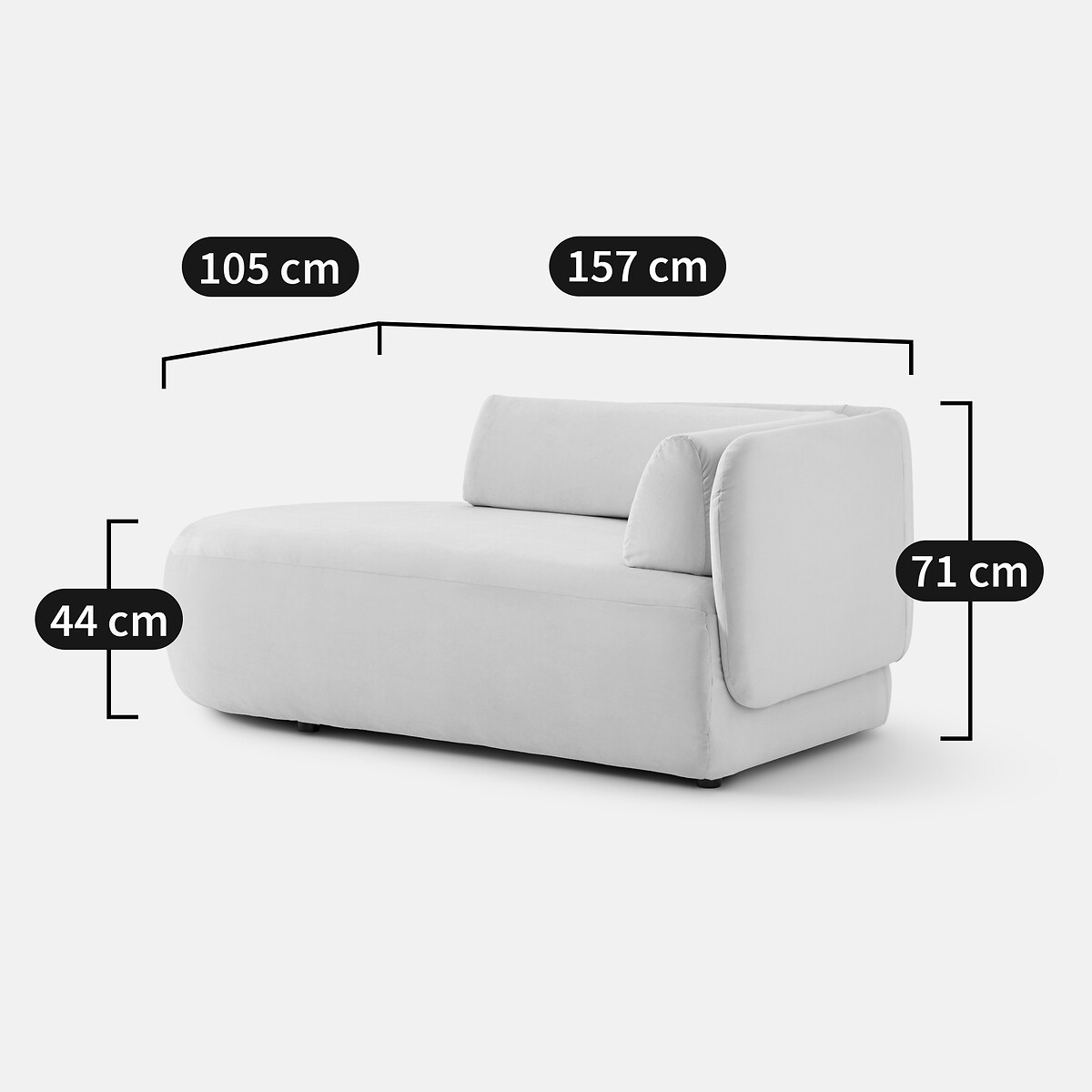Longchair links, fluweel, Méridiano kaneel, LA REDOUTE INTERIEURS