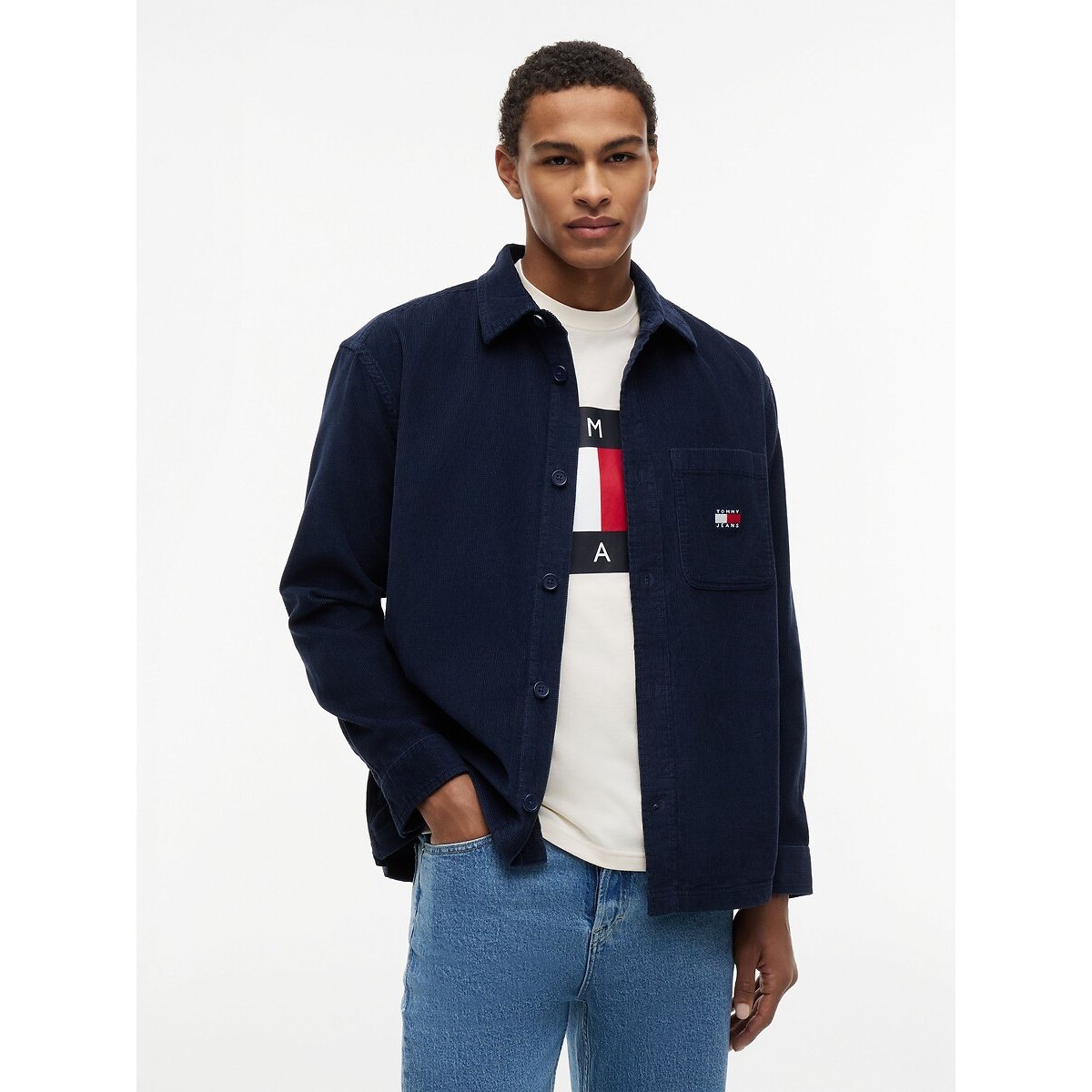 Corduroy Shacket navy blue, TOMMY JEANS