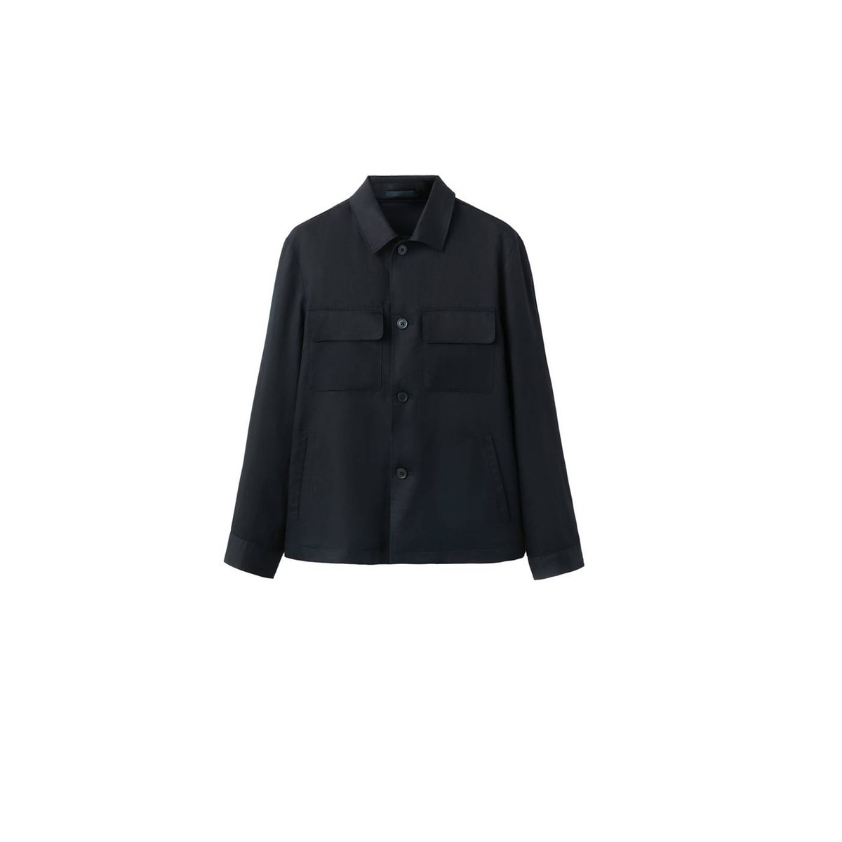 Veste lyocell froncée au dos bleu marine, MANGO MAN
