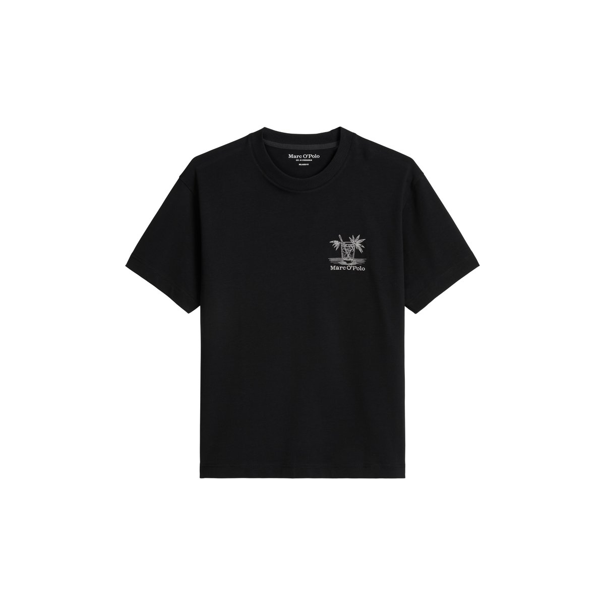 T-shirt loose en coton bio noir, MARC O'POLO