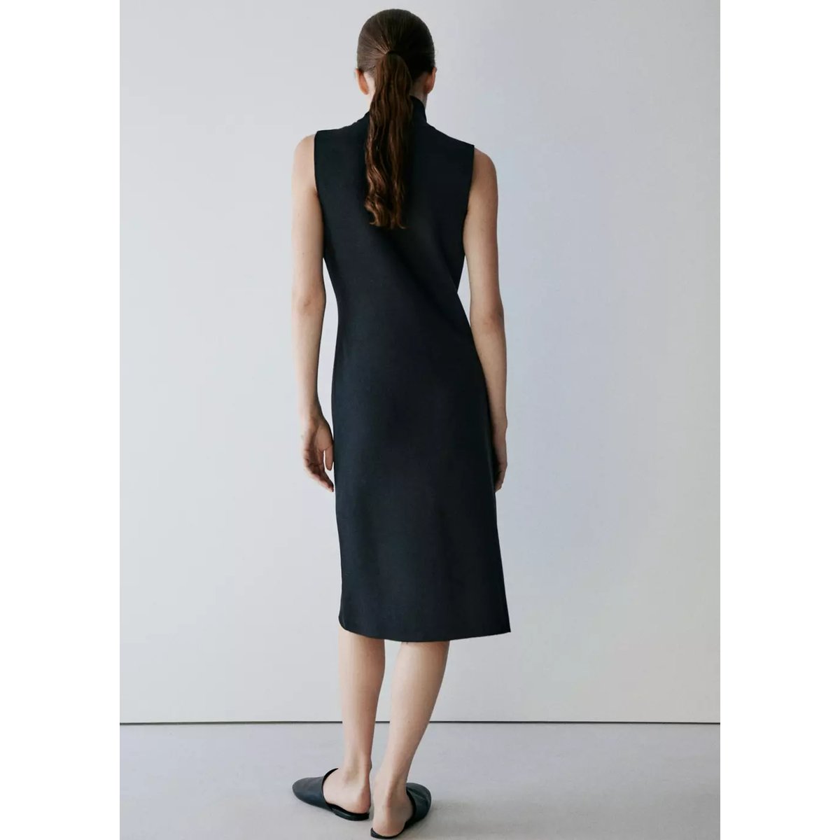 Robe midi en maille Milano noir, MANGO