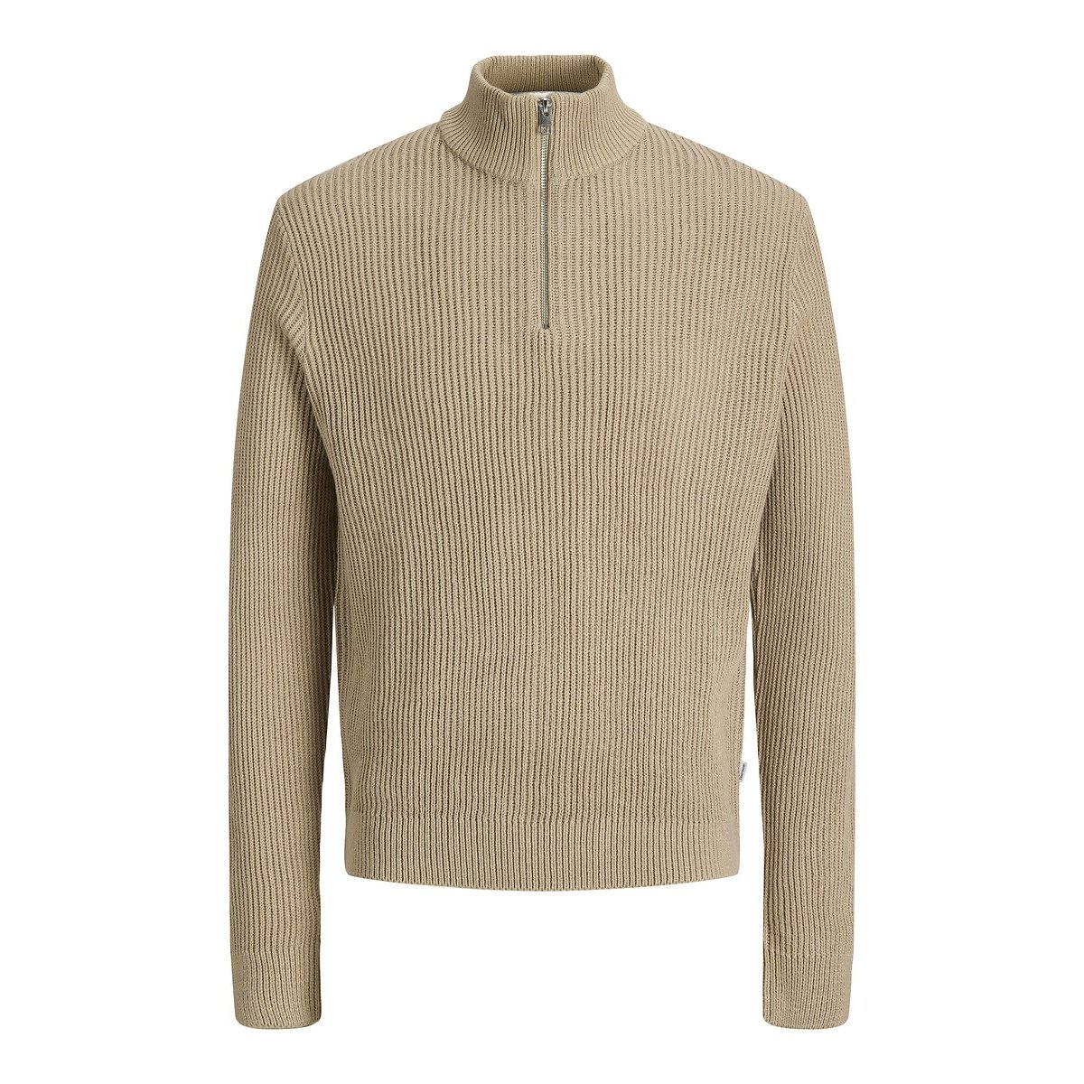 Jersey con cuello alto y media cremallera beige              , JACK & JONES