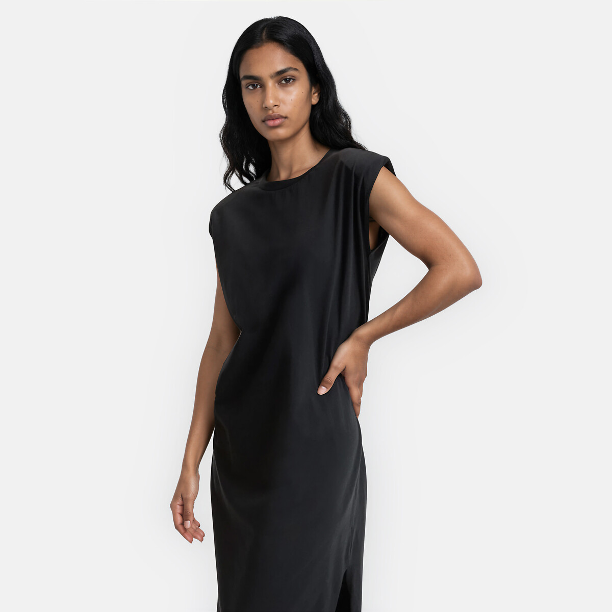 Robe T-shirt longue sans manches noir, LA REDOUTE COLLECTIONS
