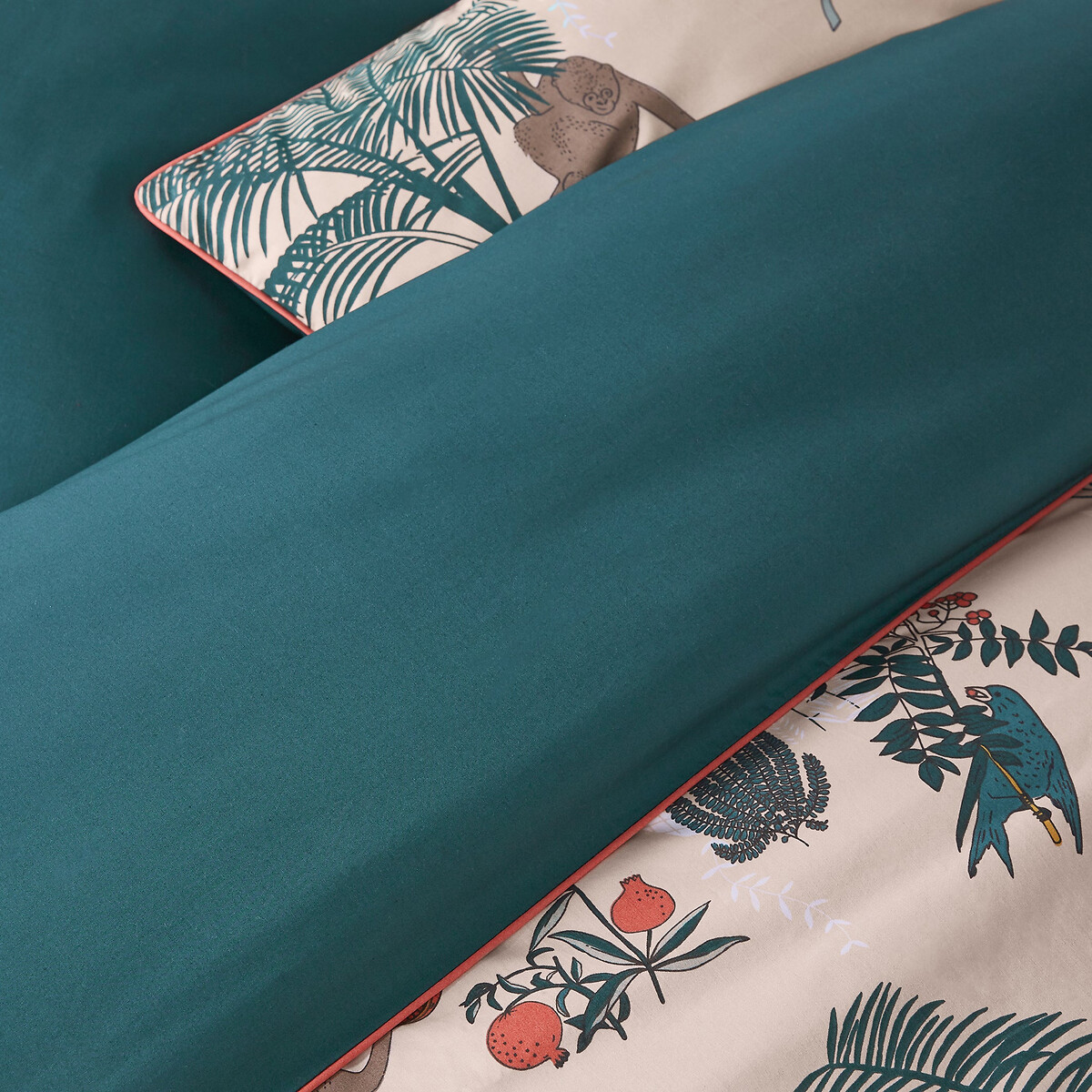 Housse de couette percale de coton, Carmen imprimé fond nude, LA REDOUTE INTERIEURS
