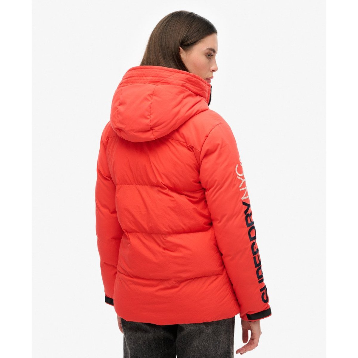 Parka rembourrée à capuche City Wind rouge soleil couchant, SUPERDRY