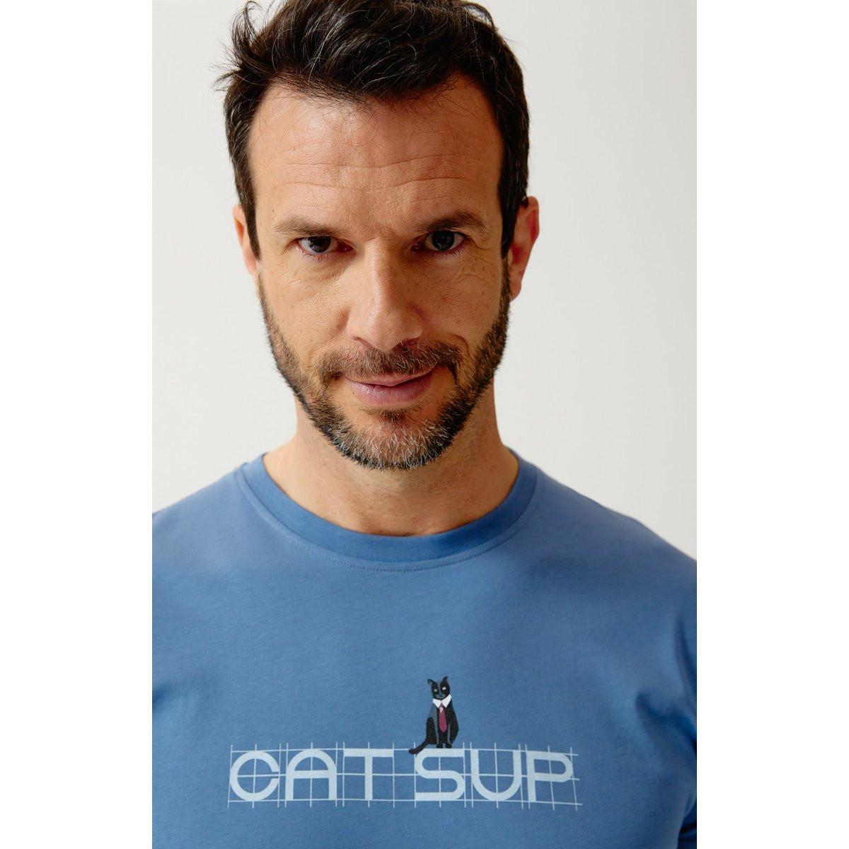 Pyjashort en jersey de coton léger imprimé Cat sup ciel, ARTHUR