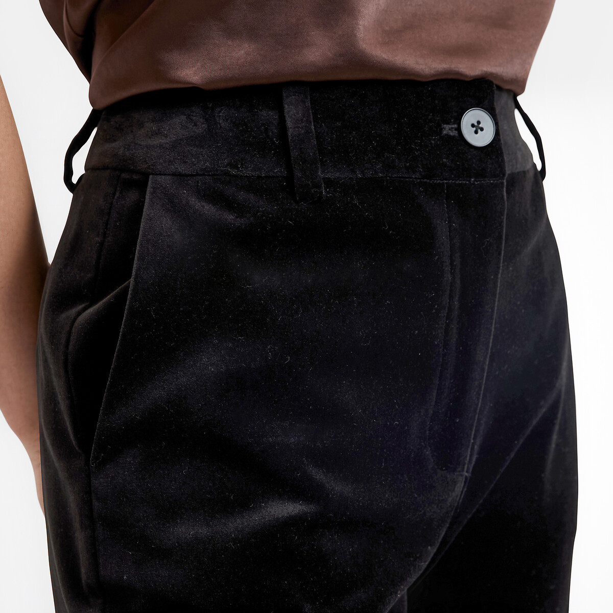 Flare-Hose aus glattem Samt, Signature, DONATIEN schwarz, LA REDOUTE COLLECTIONS