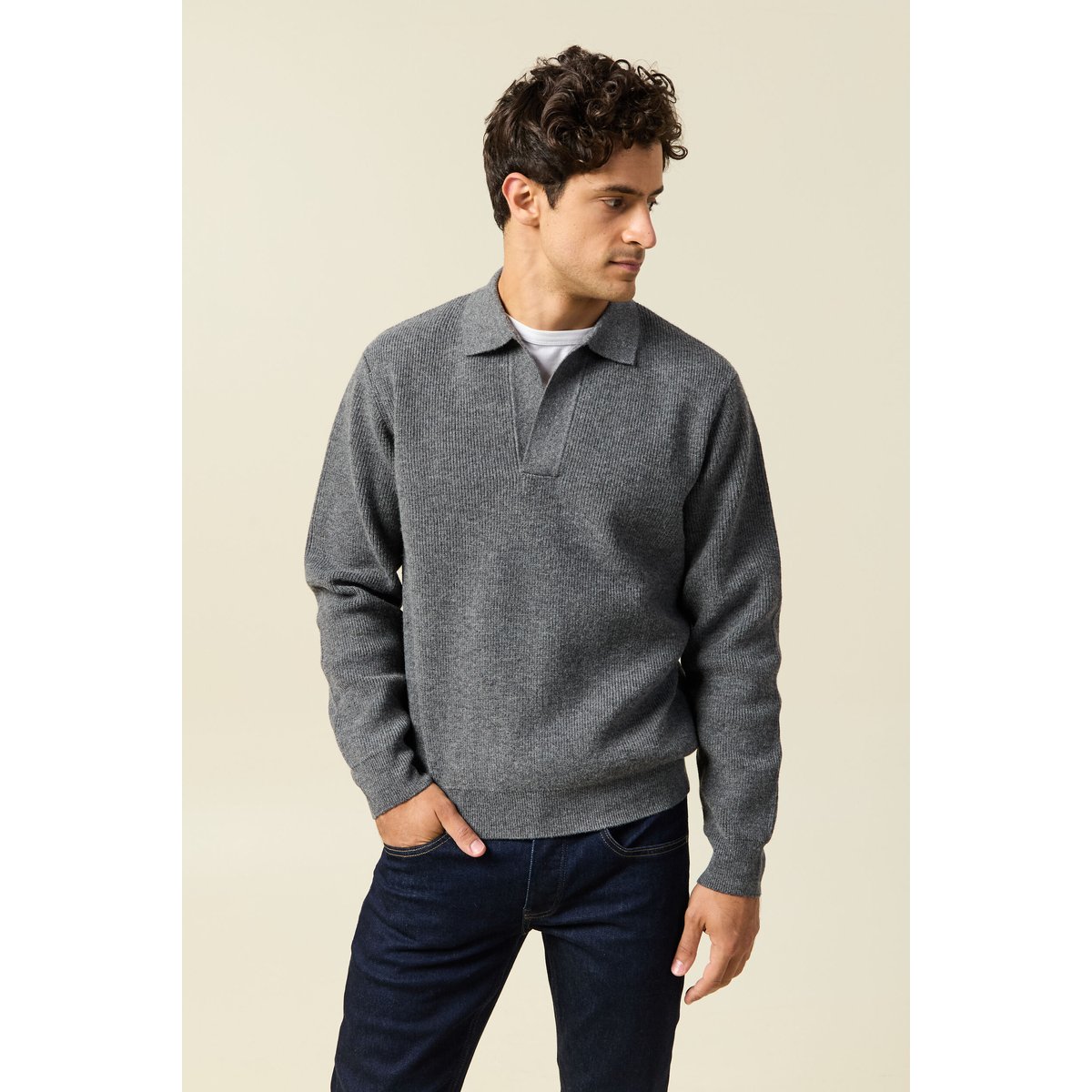 Pull col v gris foncé, BONOBO