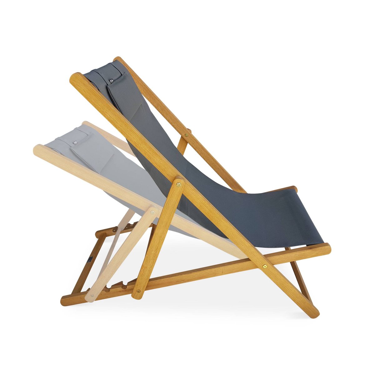 Chilienne bois d'eucalyptus pliante multi positions (lot de 2) CREUS anthracite, SWEEEK