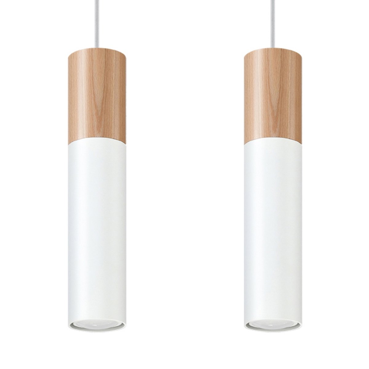 Suspension Acier Bois Naturel/Blanc GU10 2 Pablo marron, EDEN