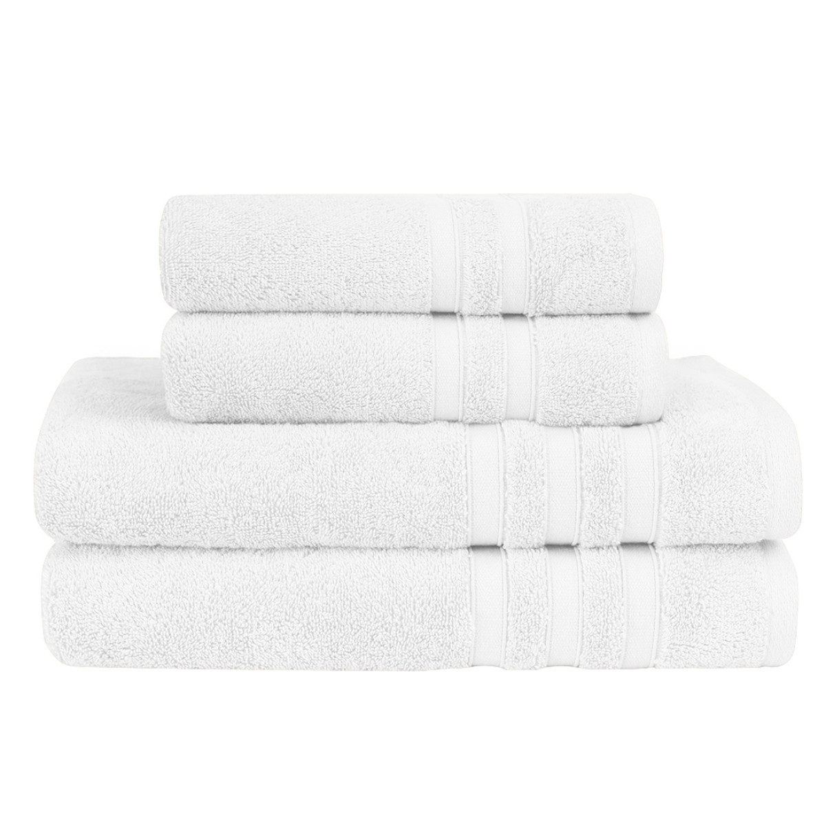 Ensemble Maxi bain 4 pièces (2 Maxi draps de bain + 2 serviettes) SENSILK blanc, SENSEI MAISON