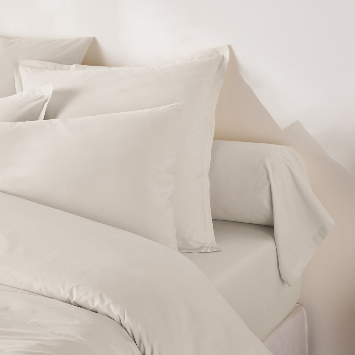 Funda de almohada de percal de algodón, 200 hilos, Scenario beige claro, LA REDOUTE INTERIEURS