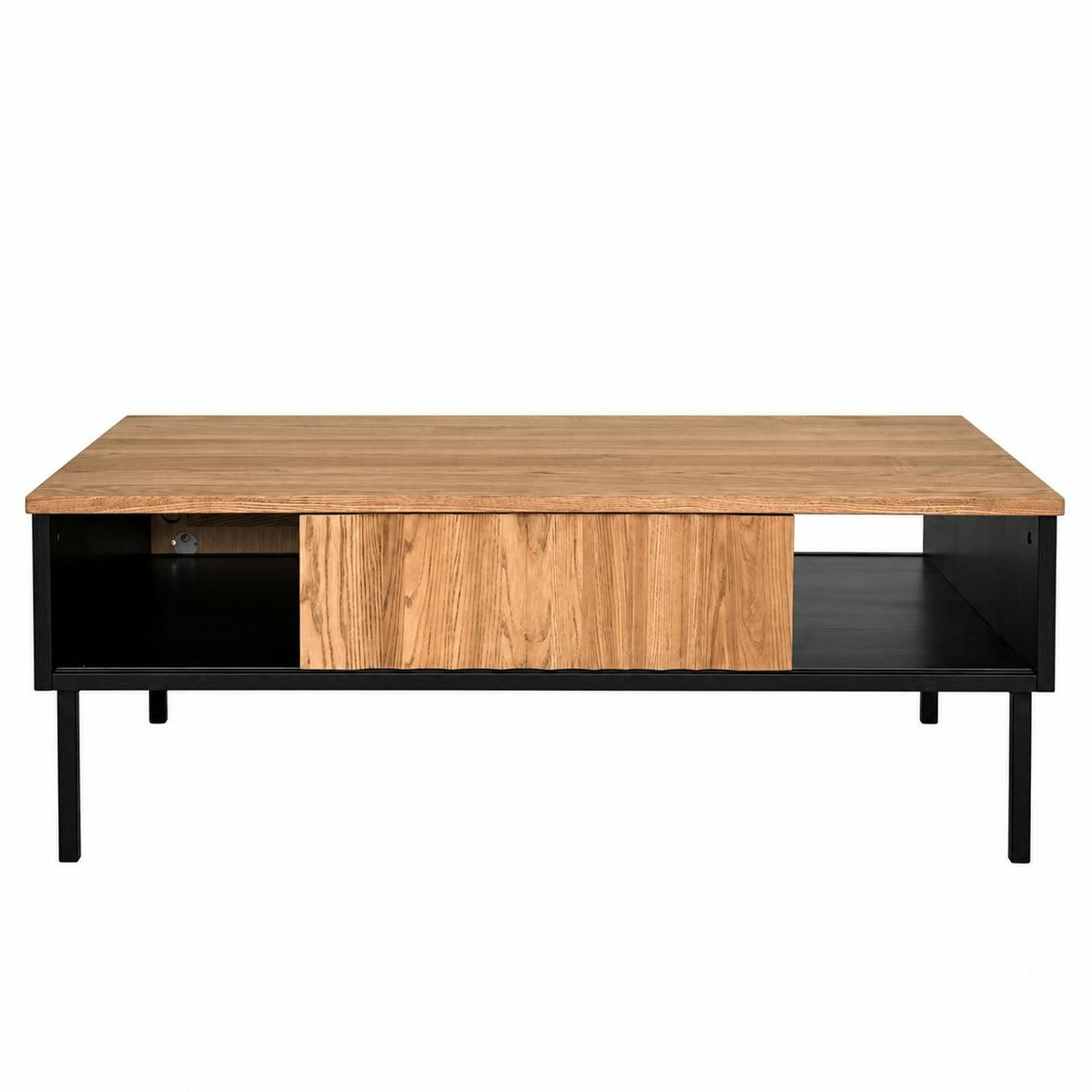 Table basse en bois bicolore avec façade ondulée TARAN bois naturel, PIER IMPORT
