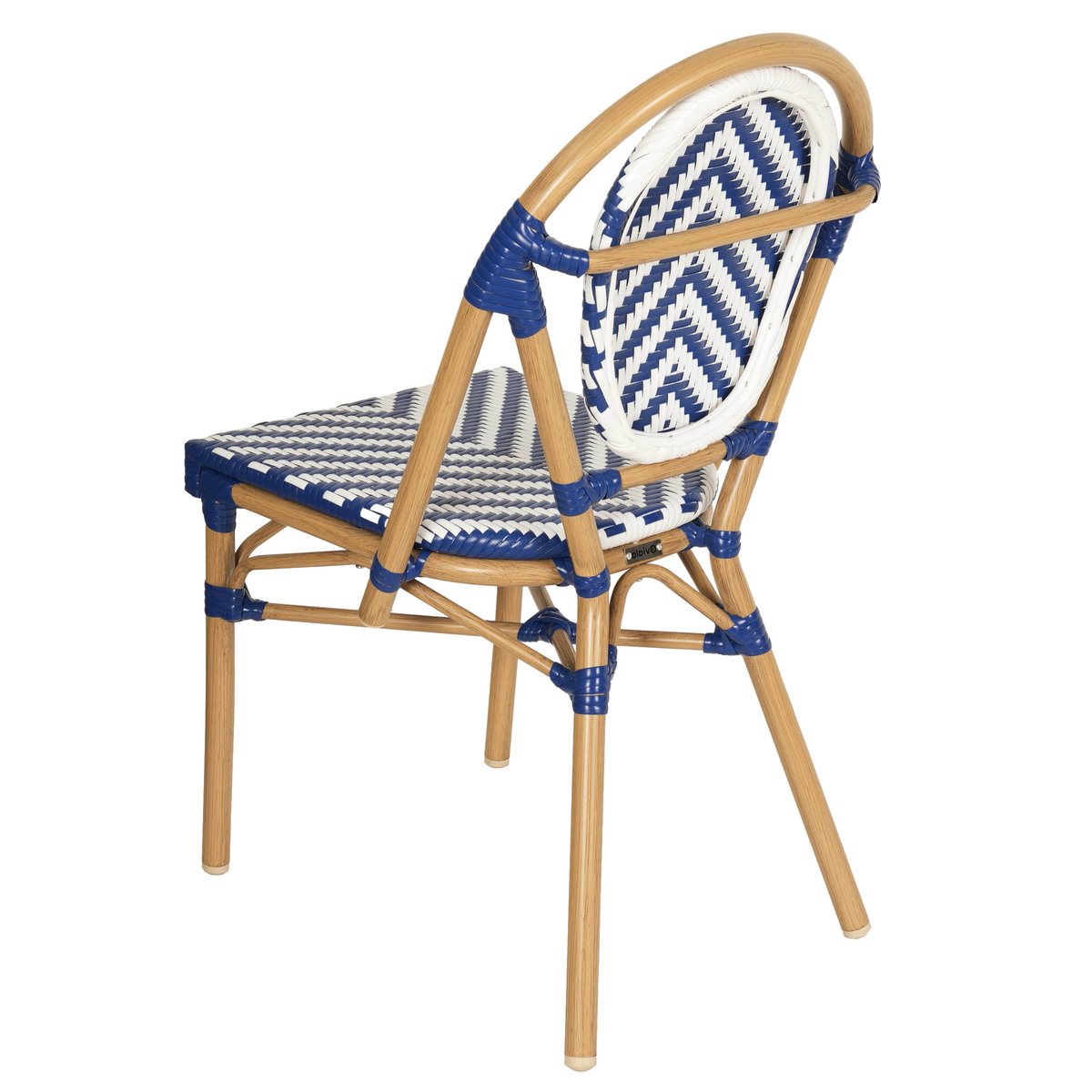 Chaise de terrasse style bistrot parisien en aluminium et rotin synthétique, ALMA bleu foncé, OVIALA